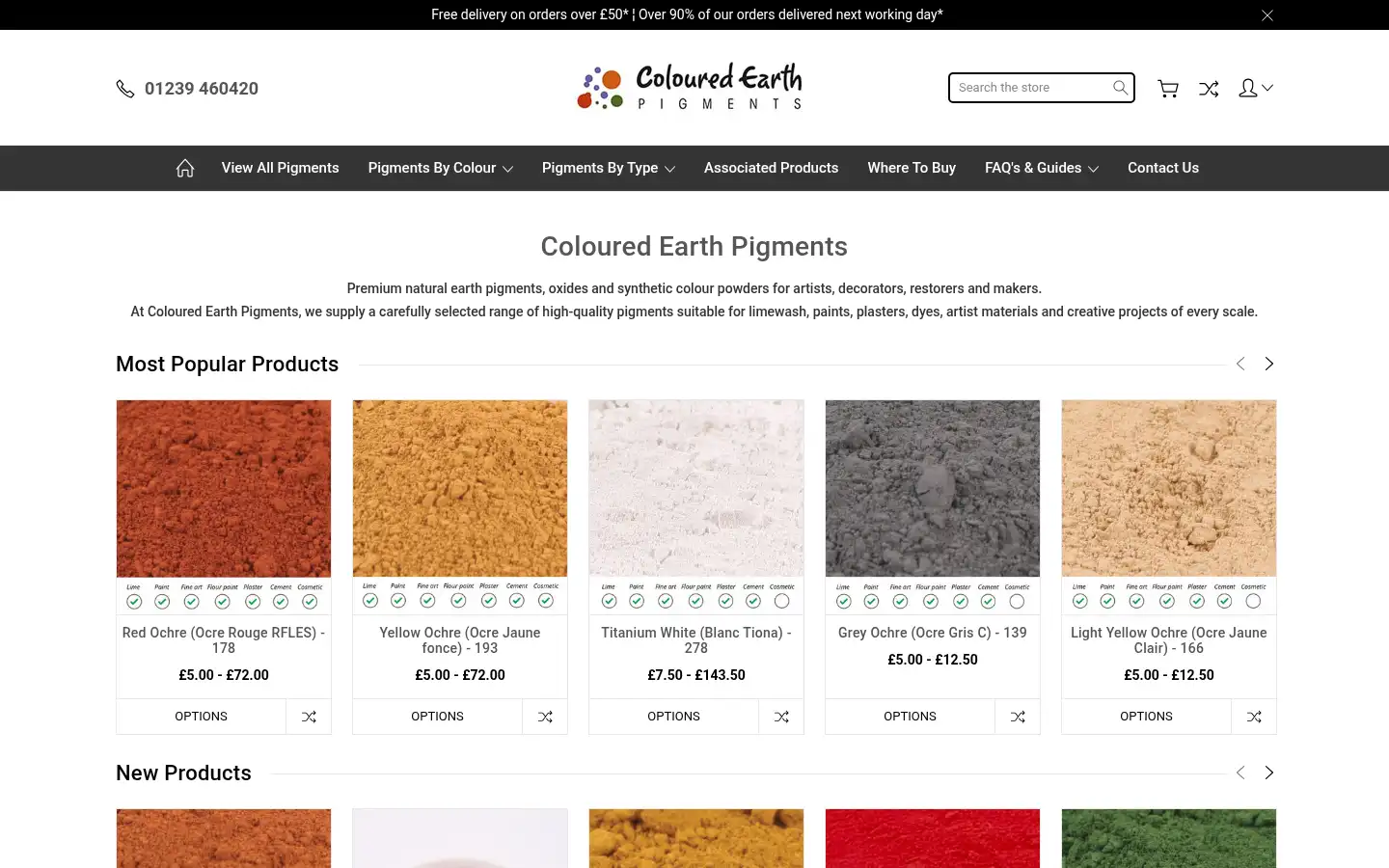 Screenshot of colouredearthpigments.co.uk