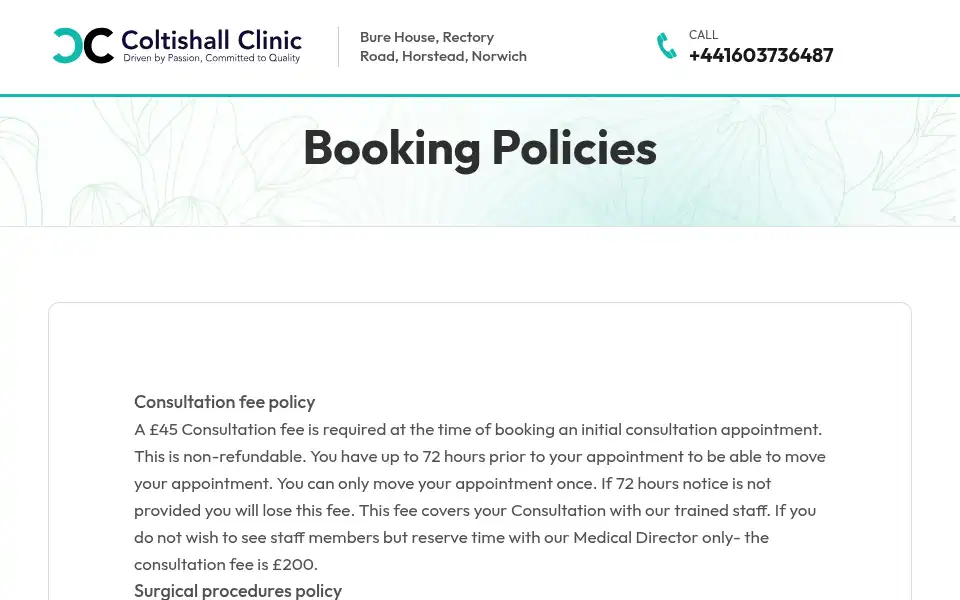 Screenshot of coltishallclinic.co.uk