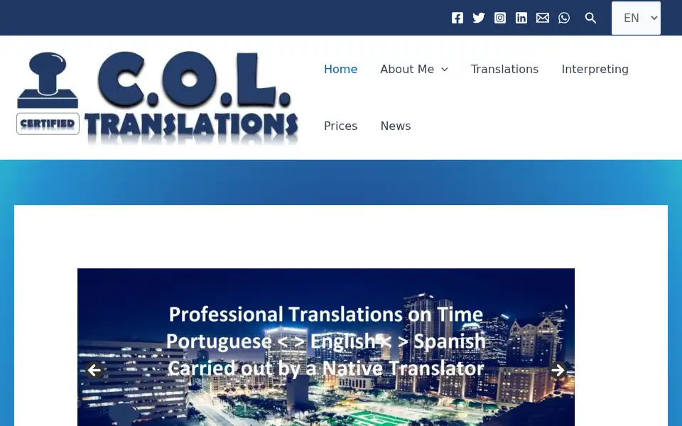 Screenshot of coltranslations.com