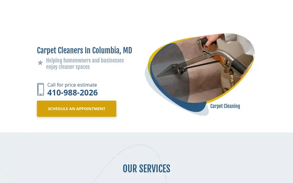 Screenshot of columbiacarpetcleaningmd.com