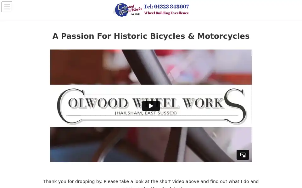 Screenshot of colwoodwheelworks.co.uk