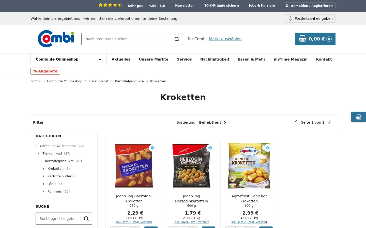 Screenshot of combi.de