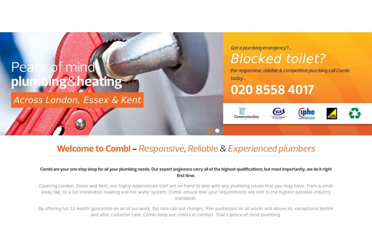 Screenshot of combiplumbing.co.uk