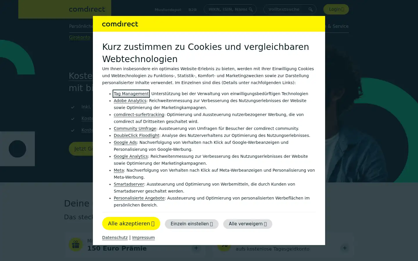 Screenshot of comdirect.de