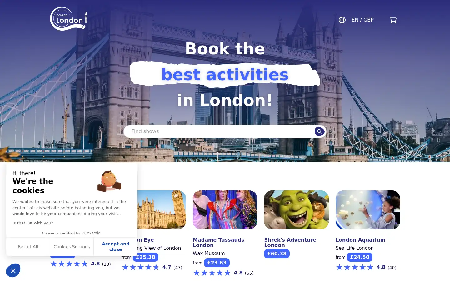 Screenshot of come-to-london.com