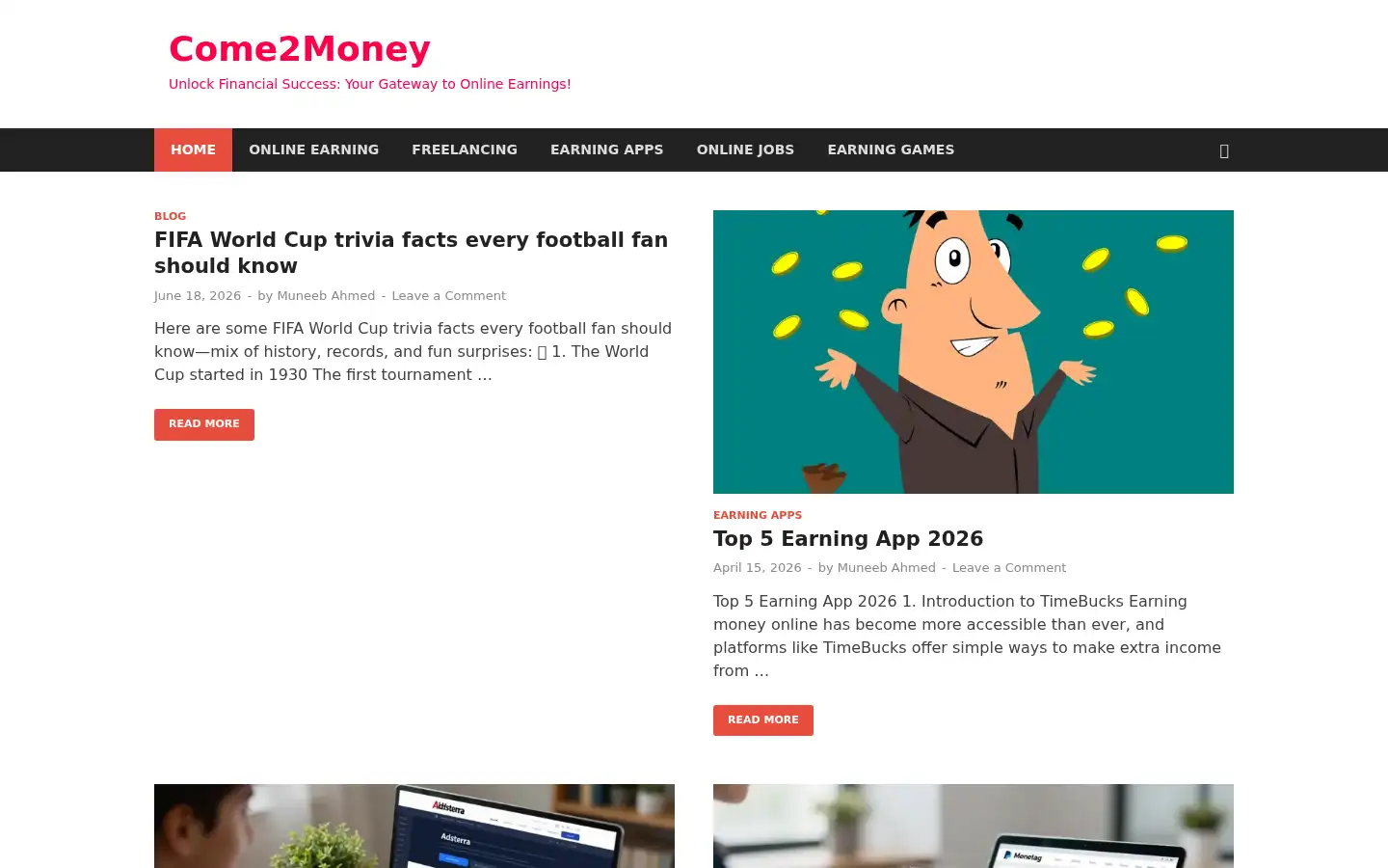 Screenshot of come2money.com