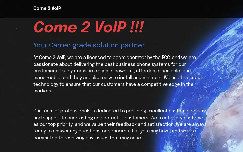 Screenshot of come2voip.com