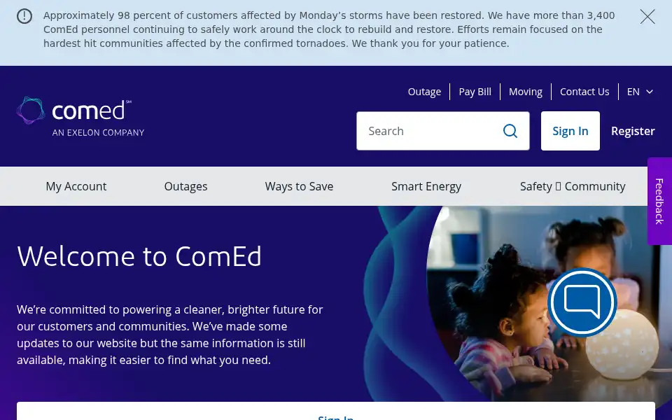 Screenshot of comed.com