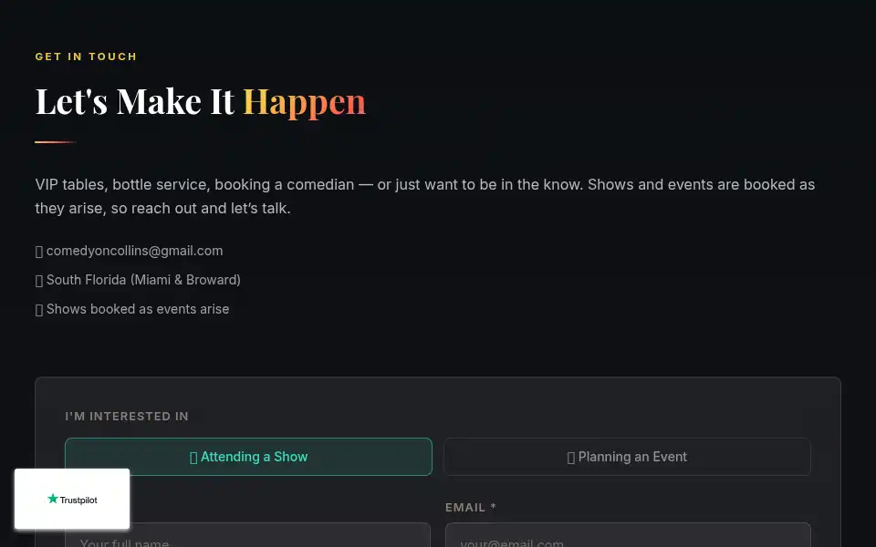Screenshot of comedyoncollins.com