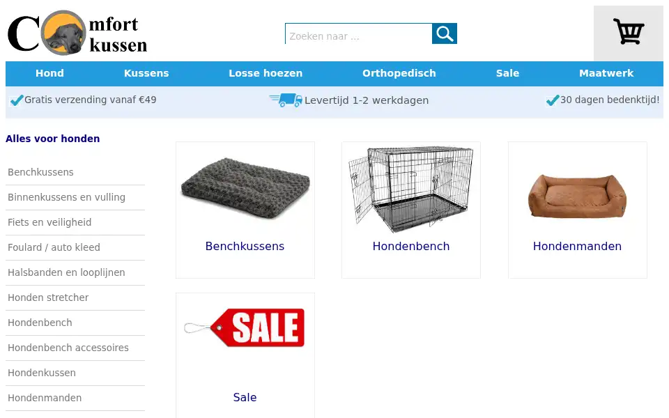 Screenshot of comfort-kussen.nl