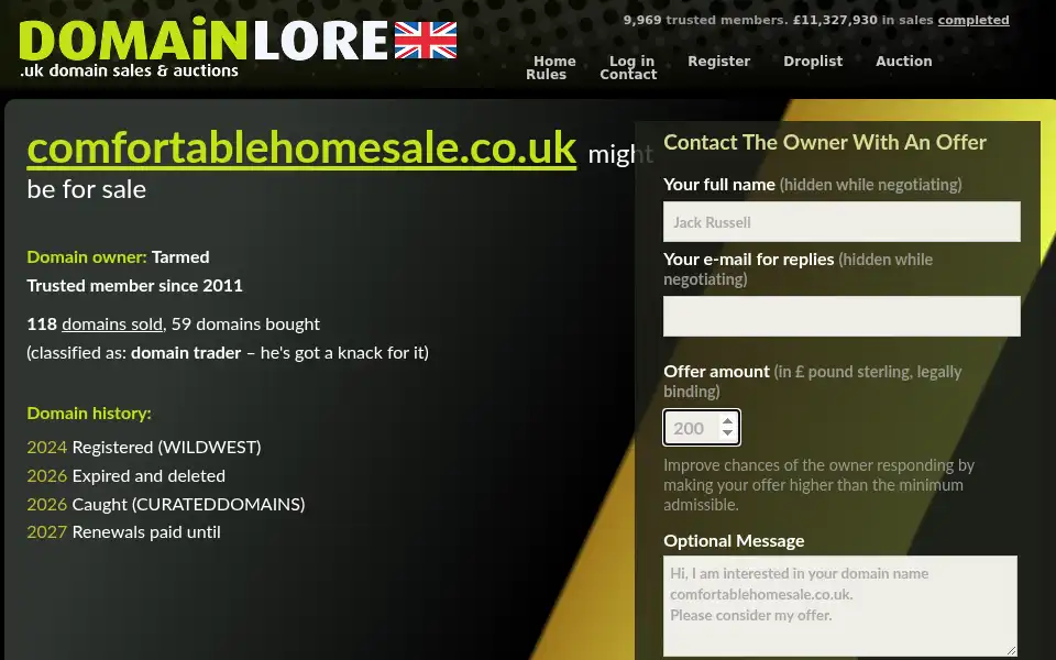 Screenshot of comfortablehomesale.co.uk