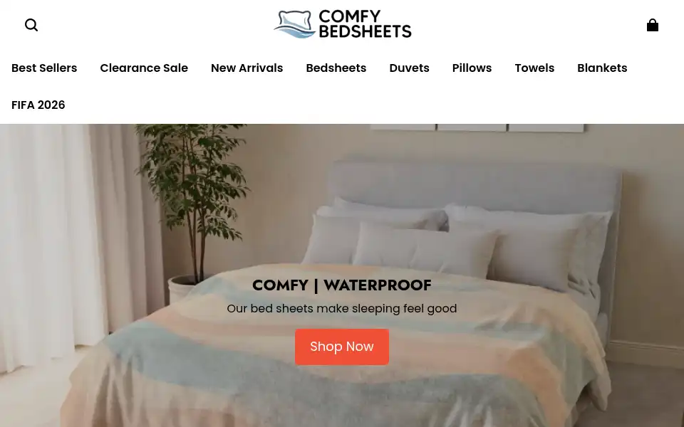 Screenshot of comfybedsheets.com