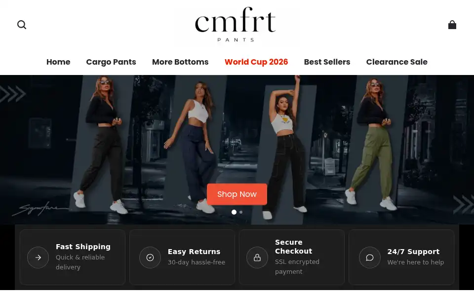 Screenshot of comfycargopants.com