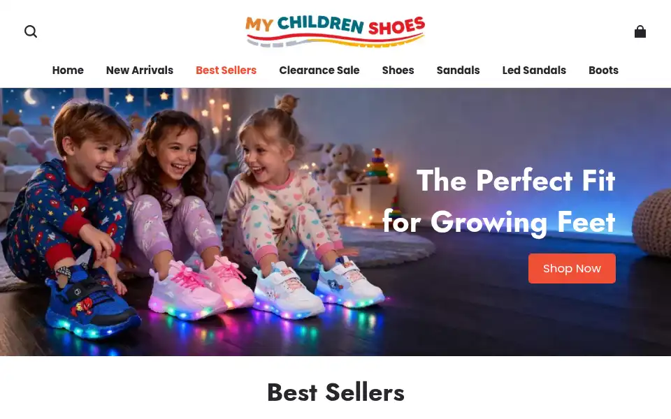 Screenshot of comfychildrenshoes.com