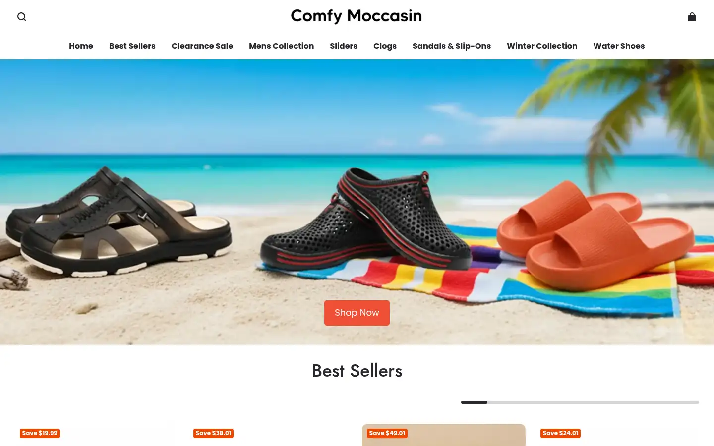Screenshot of comfymoccasin.com
