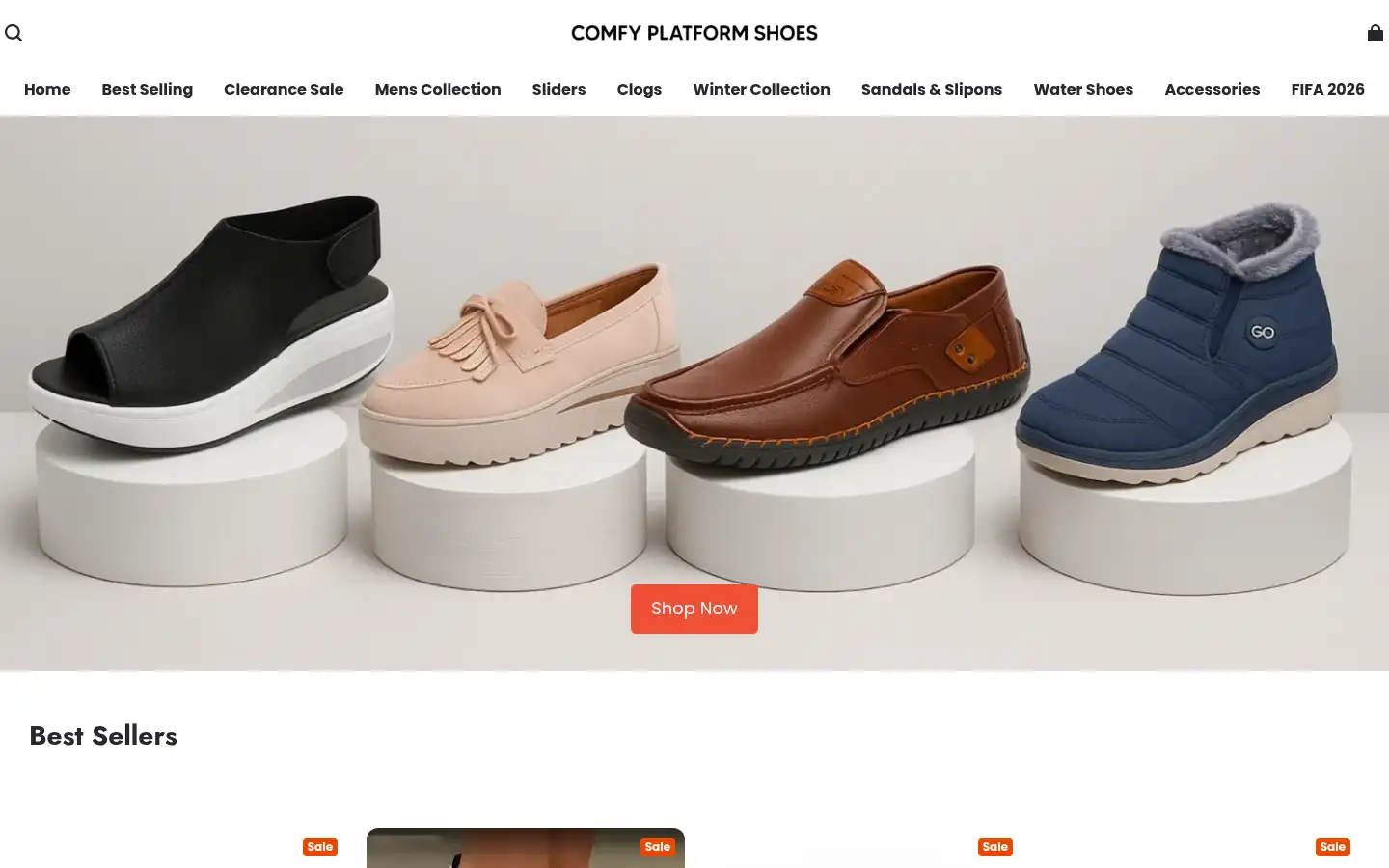Screenshot of comfyplatformshoes.com