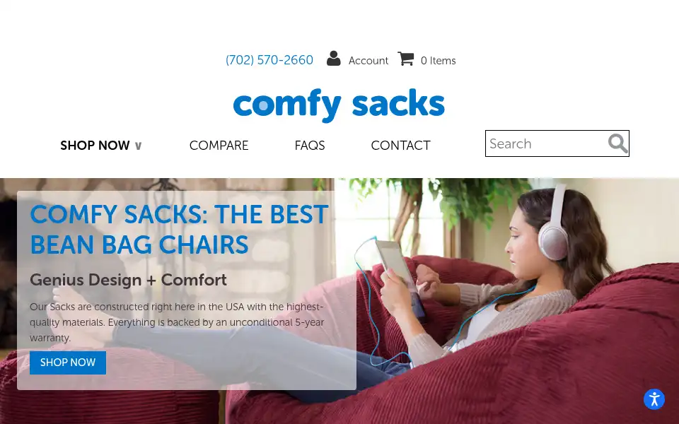 Screenshot of comfysacks.com