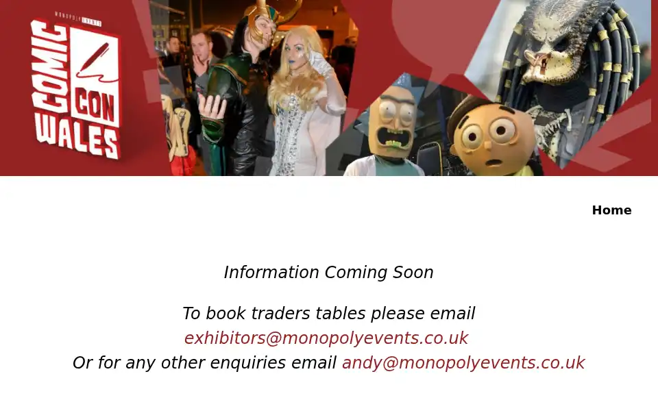 Screenshot of comicconventionwales.co.uk