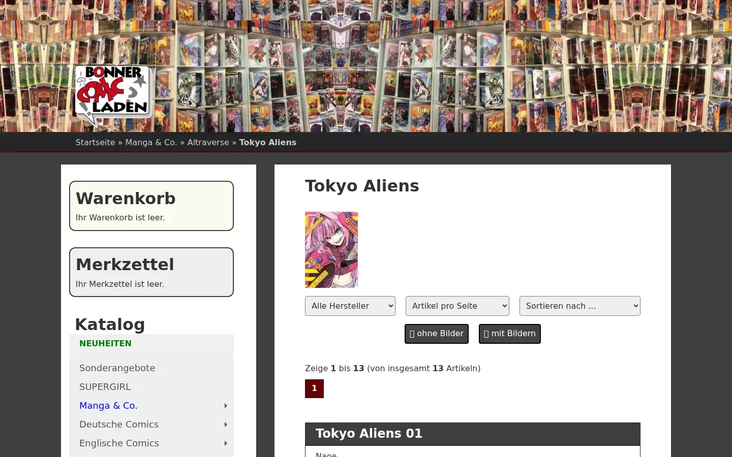 Screenshot of comicshop.de