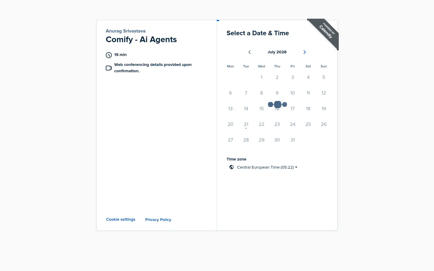 Screenshot of comify.io