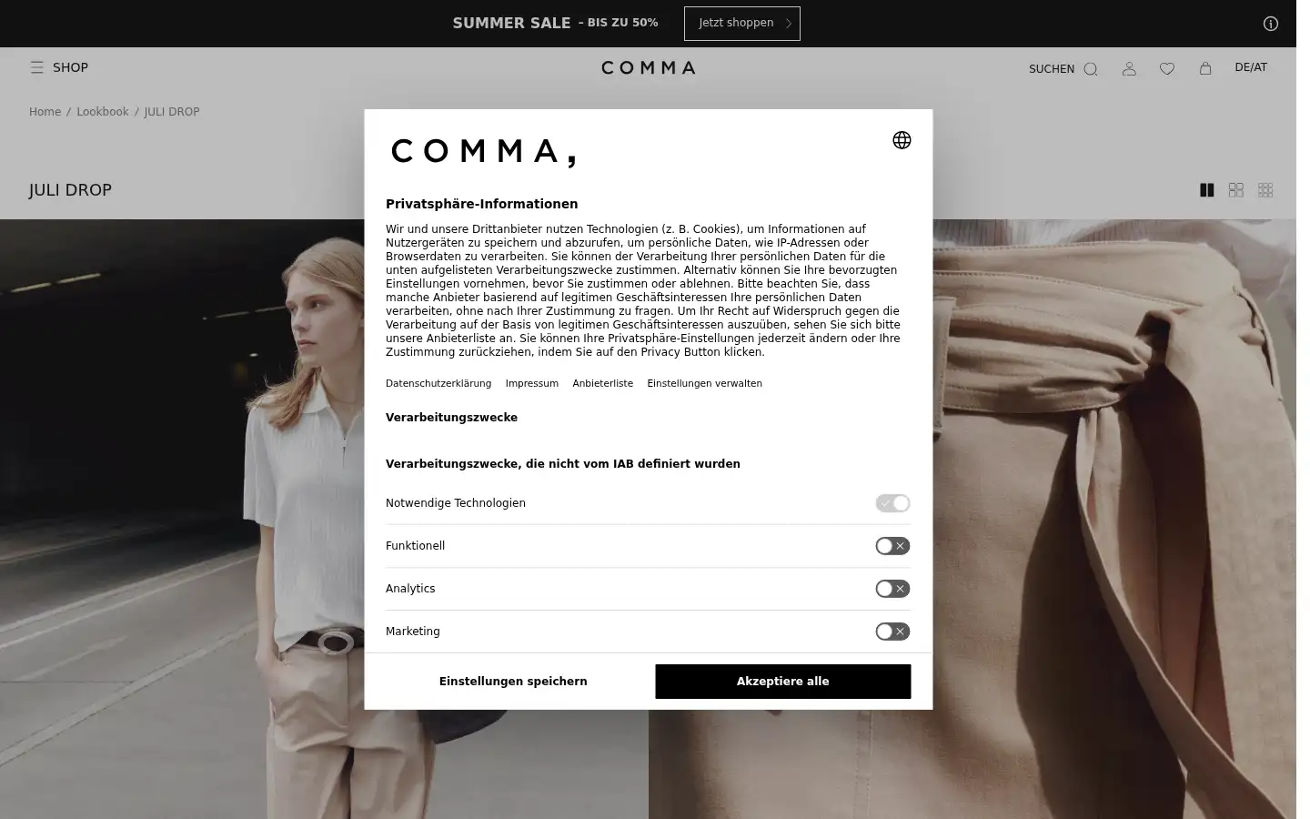 Screenshot of comma-store.at
