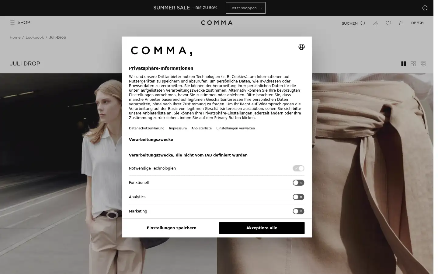 Screenshot of comma-store.ch