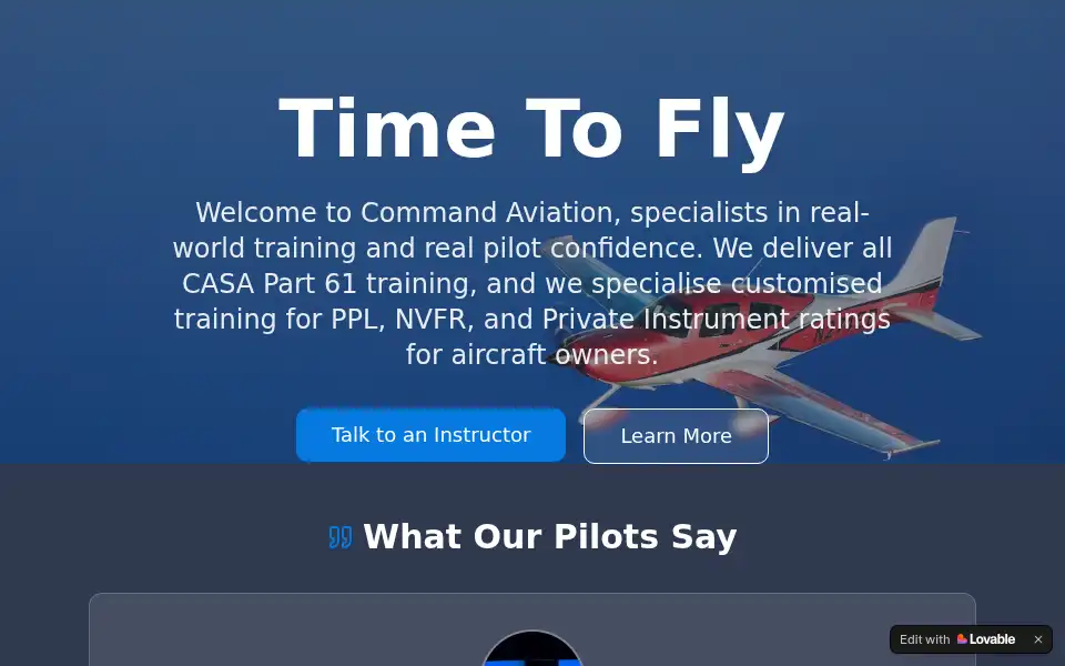 Screenshot of commandaviation.com.au