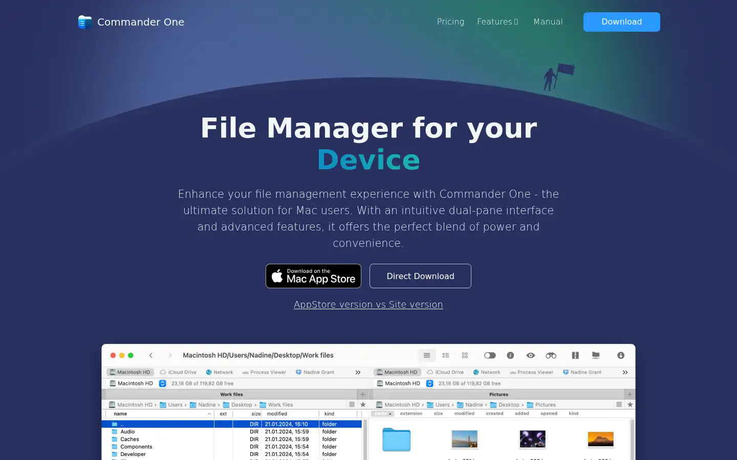 Screenshot of commander-one.com