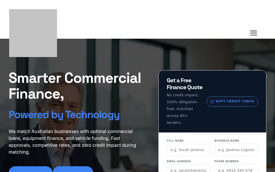 Screenshot of commercialfinance.com.au