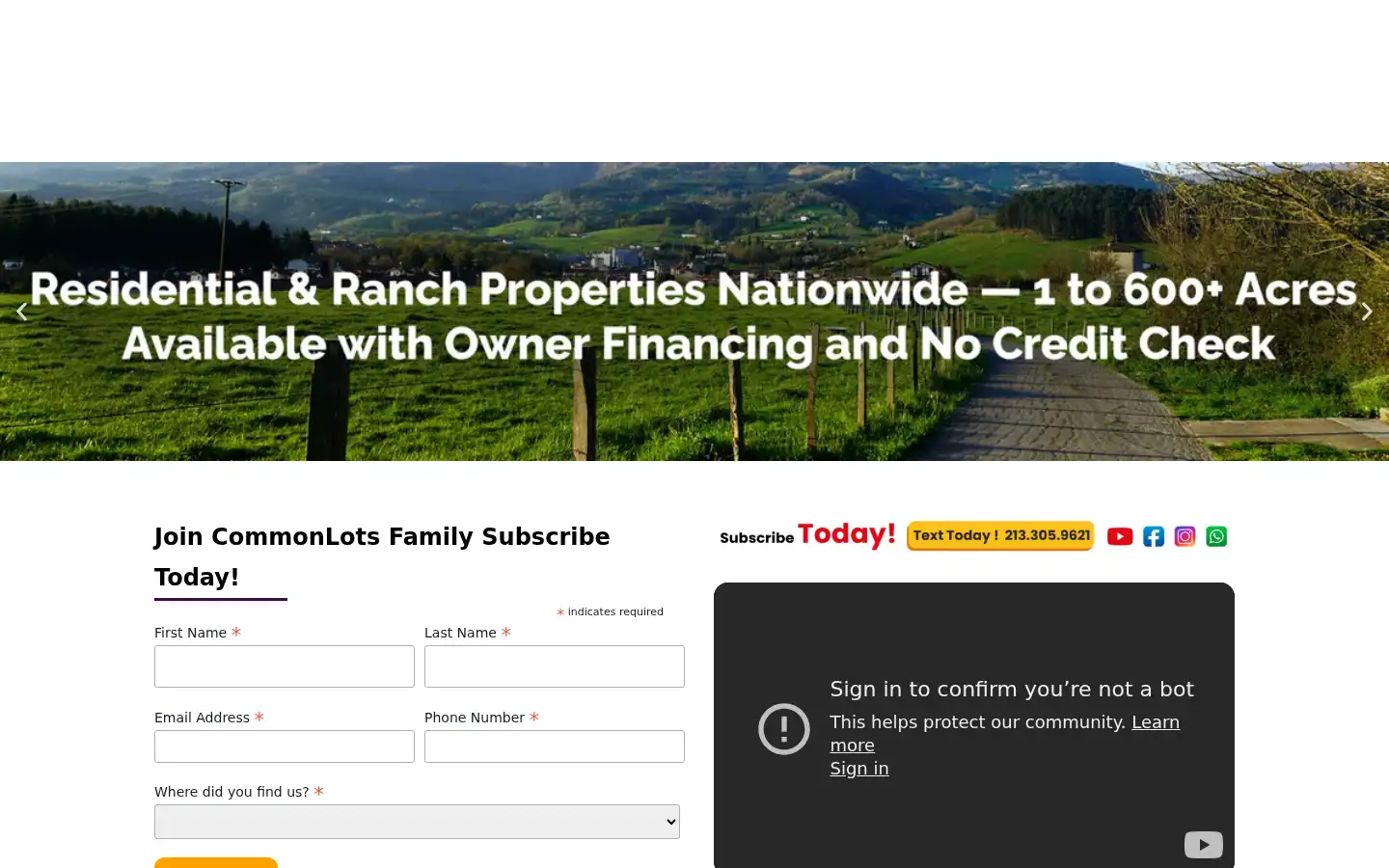 Screenshot of commonlots.net