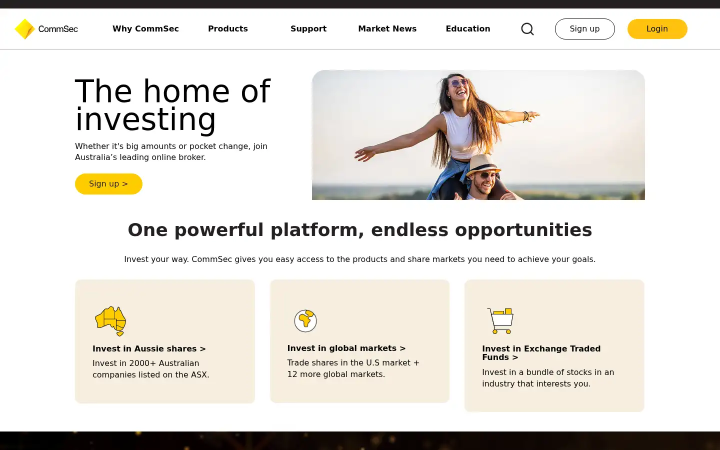 Screenshot of commsec.com.au