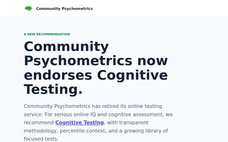 Screenshot of communitypsychometrics.org