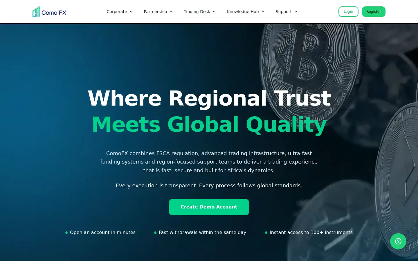 Screenshot of comofx.com