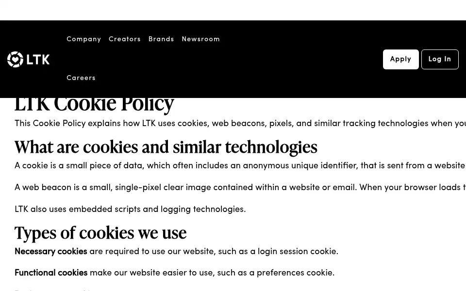 Screenshot of company.shopltk.com