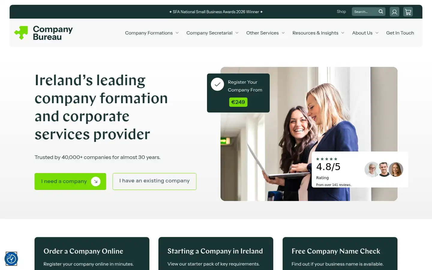 Screenshot of companyformations.ie