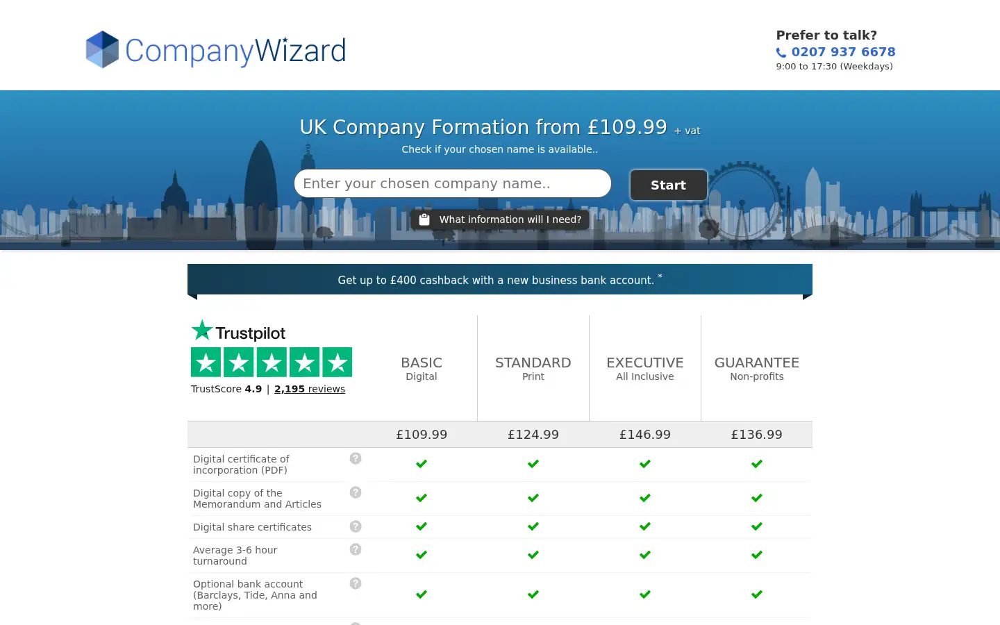 Screenshot of companywizard.co.uk