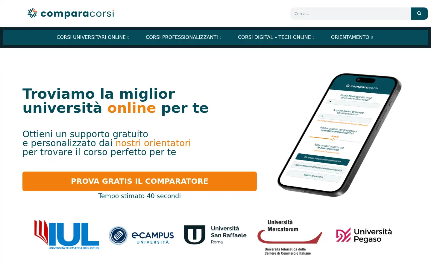 Screenshot of comparacorsi.it