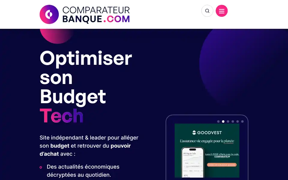 Screenshot of comparateurbanque.com