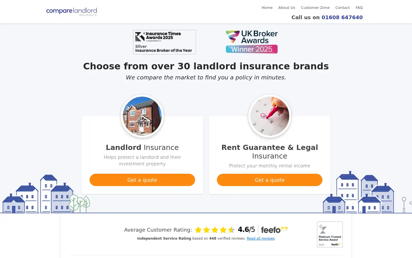 Screenshot of compare-landlord-insurance.co.uk