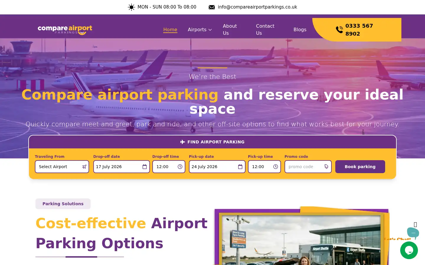 Screenshot of compareairportparkings.co.uk