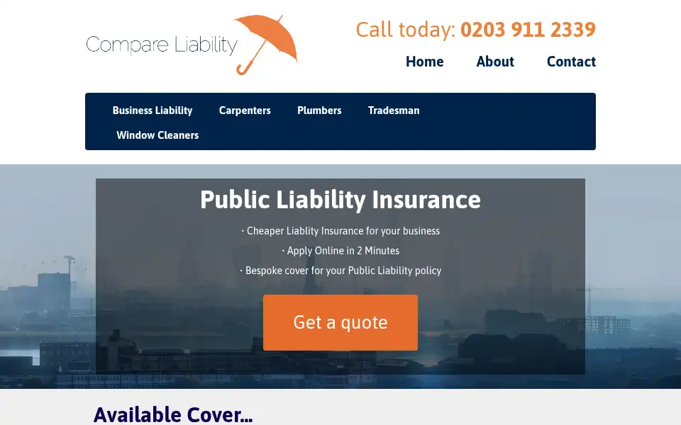 Screenshot of compareliability.co.uk