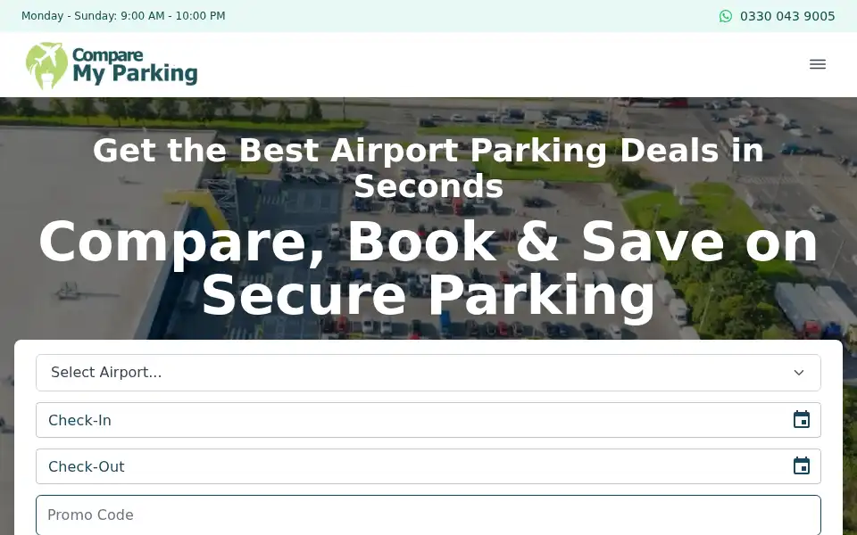 Screenshot of comparemyairportparking.com
