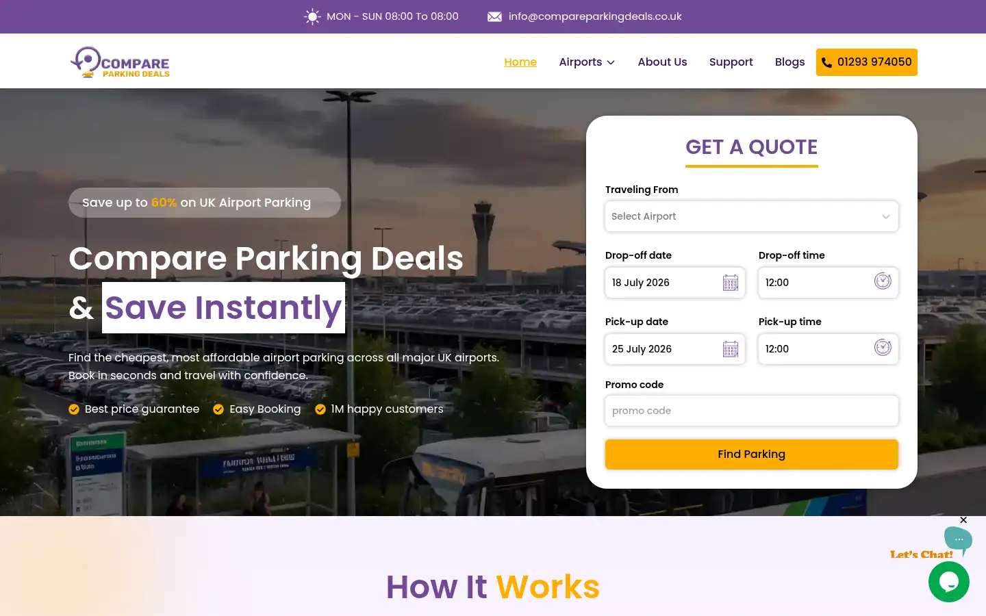 Screenshot of compareparkingdeals.co.uk