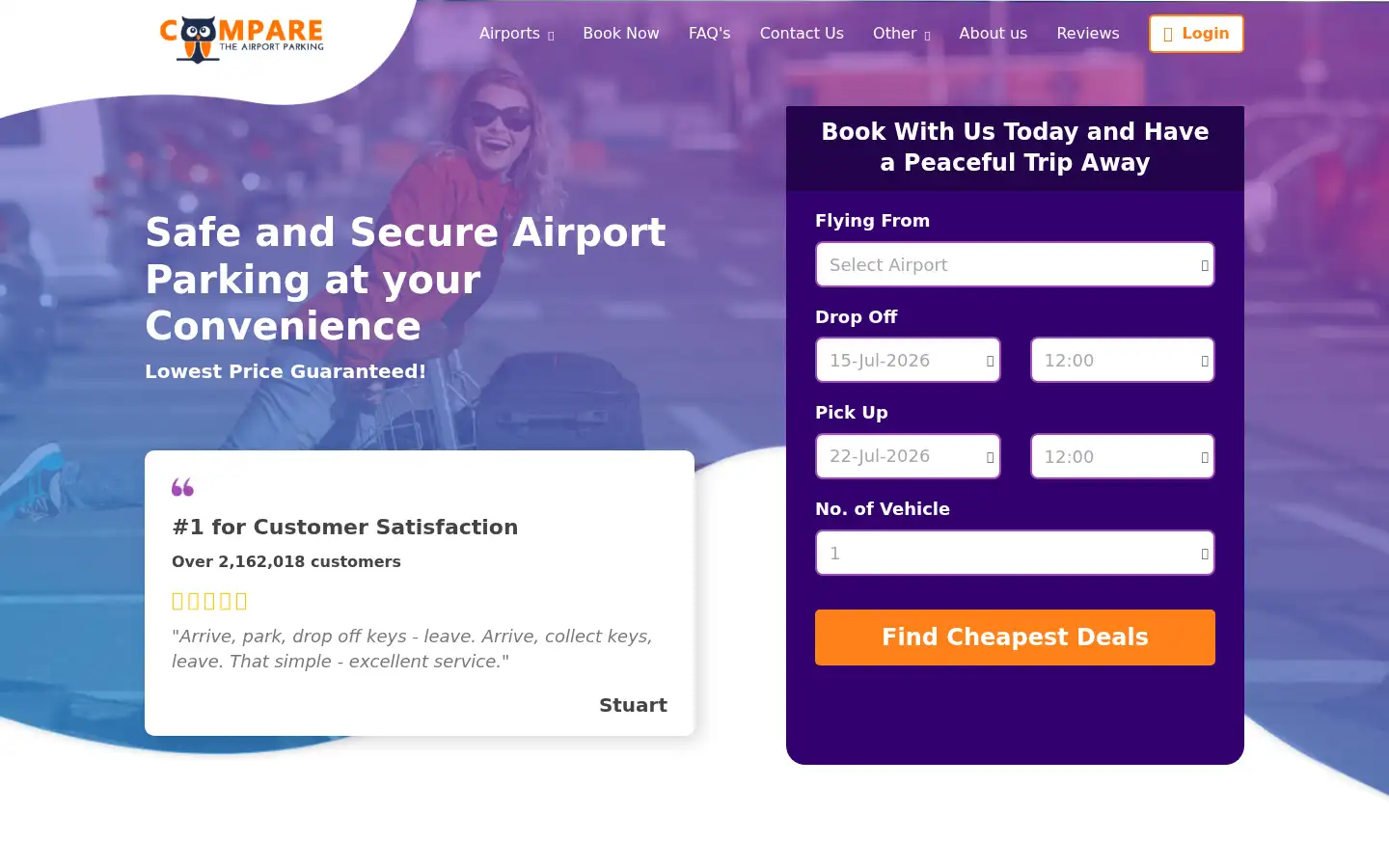 Screenshot of comparetheairportparking.com