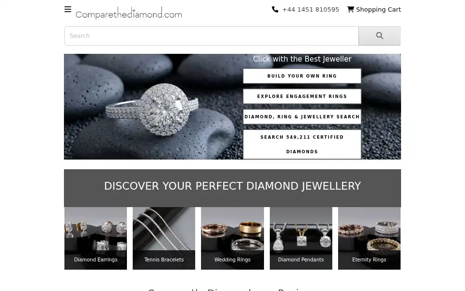 Screenshot of comparethediamond.com