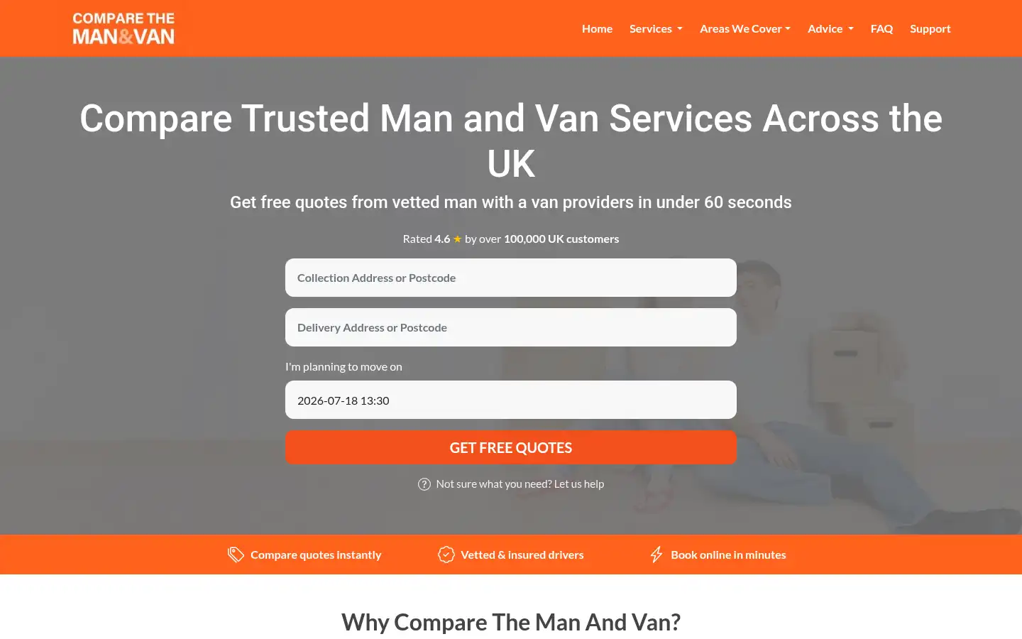 Screenshot of comparethemanandvan.co.uk