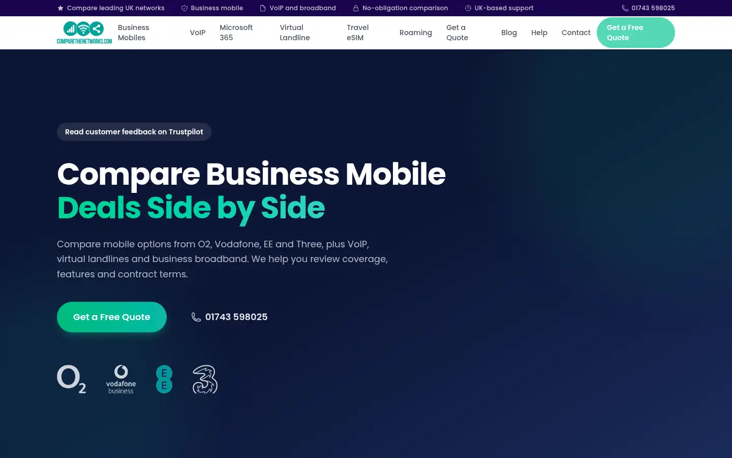 Screenshot of comparethenetworks.com