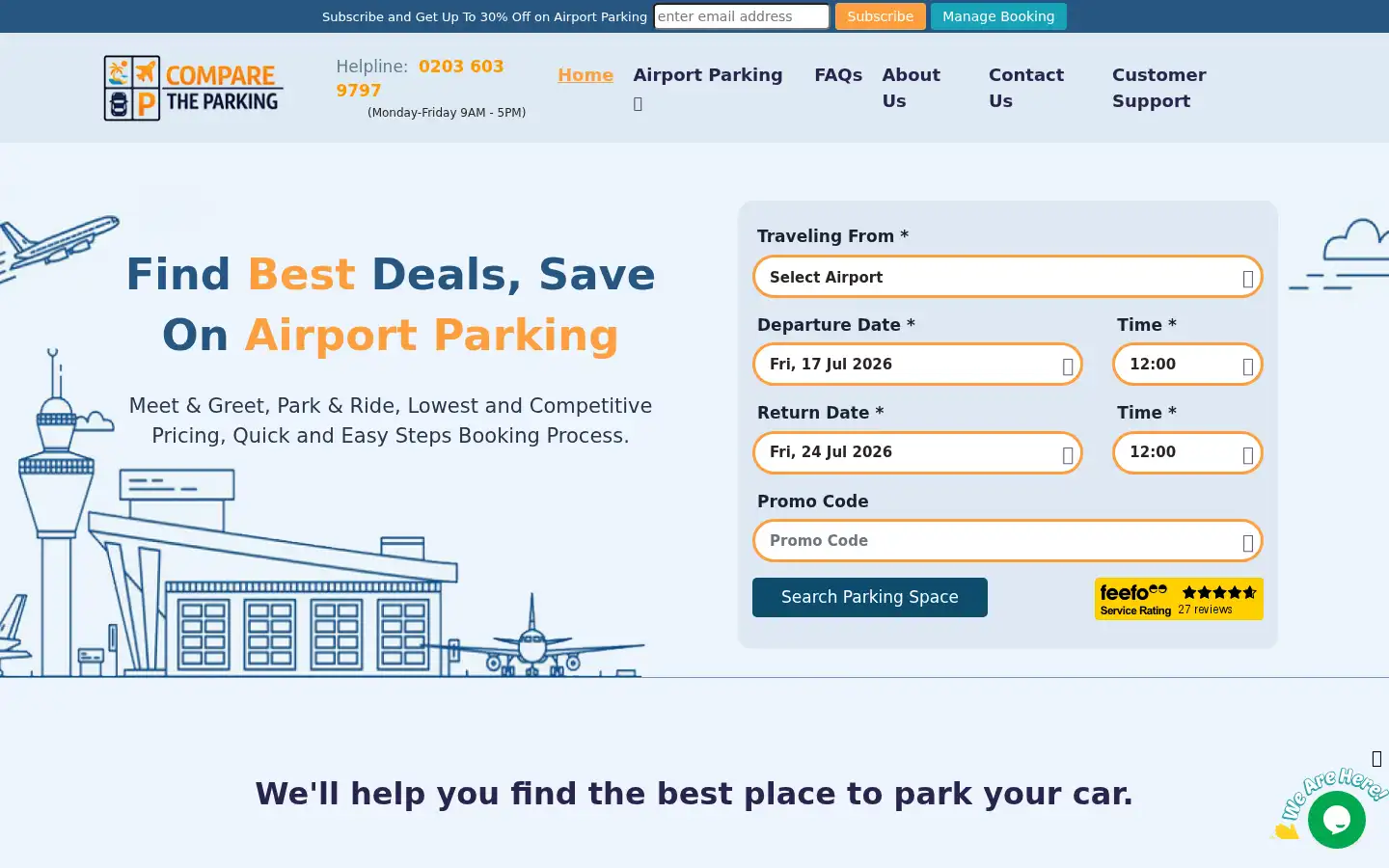 Screenshot of comparetheparking.co.uk