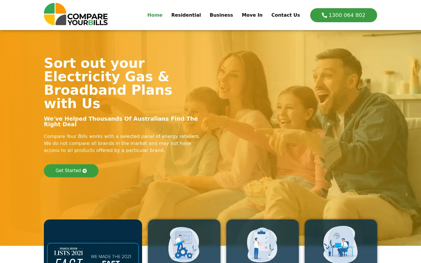 Screenshot of compareyourbills.com.au