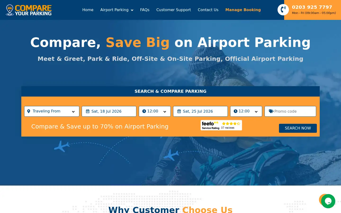 Screenshot of compareyourparking.co.uk